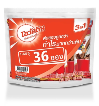 OVALTINE 3in1 Chocolate Malt Powder โอวัลติน 3อิน1 เครื่องดื่มมอลต์สกัด รสช็อกโกแลต 29g. x 36ซอง