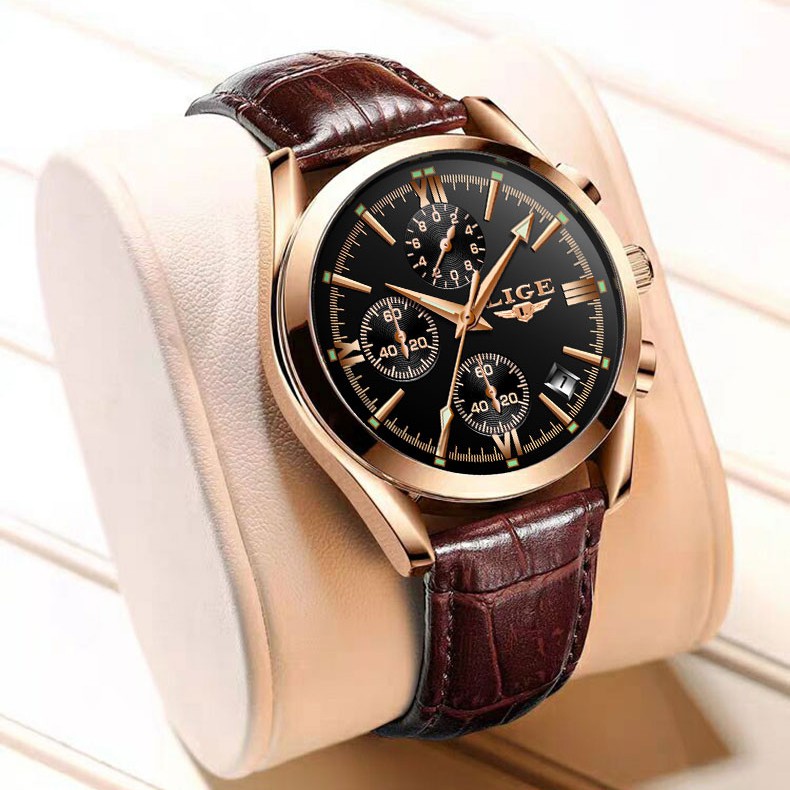 ภาพหน้าปกสินค้าLige 2022 นาฬิกาข้อมือควอตซ์แฟชั่น สายหนัง กันน้ํา หรูหรา สําหรับบุรุษ จากร้าน bangweismartbracelet.th บน Shopee