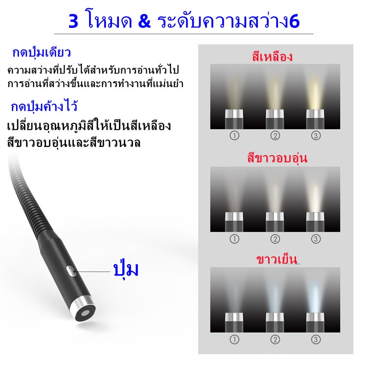 โคมไฟอ่านหนังสือ-ไฟอ่านหนังสือ-led-โคมไฟไร้สาย-รูปร่างตัวแปร-ที่ชาร์จ-usb-6-โหมด-รูปร่างตัวแปร