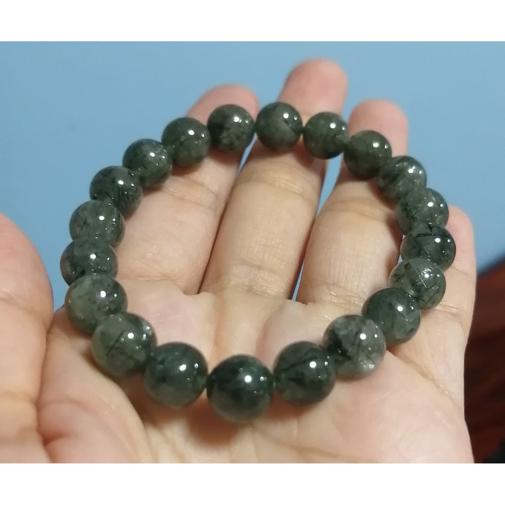 กำไลหินนำโชคไหมเขียว-green-rutilated-quartz-ขนาด-10-มิล-ขนดข้อมือ-18-เซนติเมตร