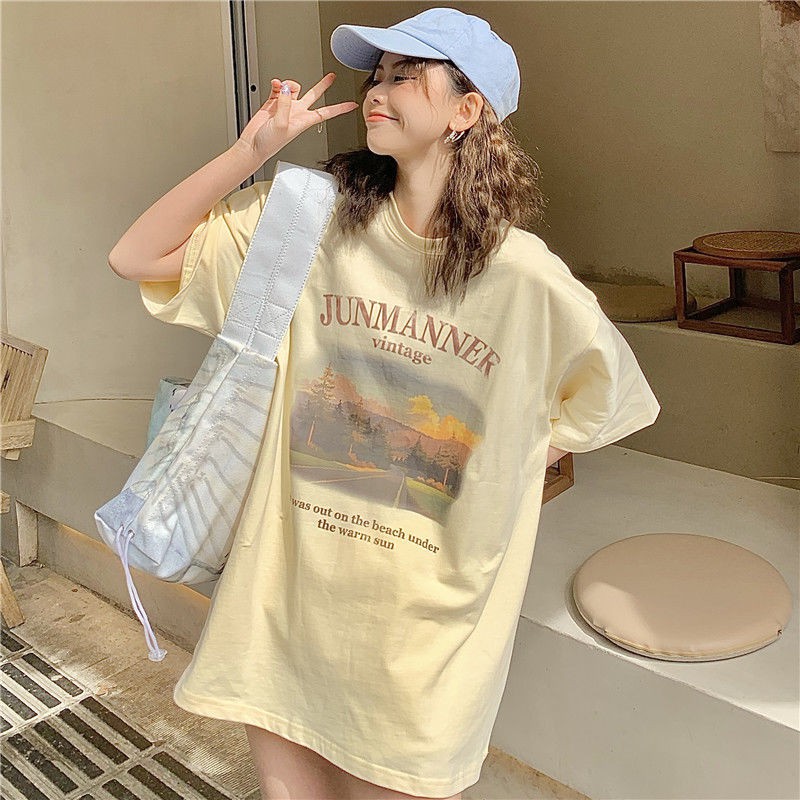 cotton-2022-summer-new-american-vintage-print-short-sleeves-t-shirt-girl-ins-harajuku-style-loose-all-matching-top-fashi