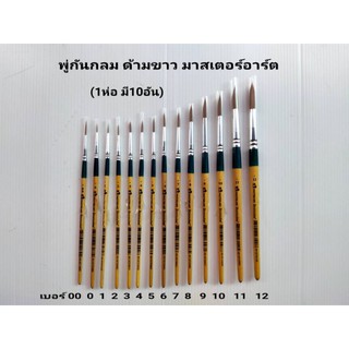 สินค้า พู่กันด้ามขาว พู่กันกลมมาสเตอร์อาร์ท เบอร์ 00-เบอร์ 6(1ห่อ 10ด้าม)