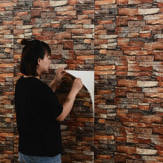 วอลเปเปอร์ วอลเปเปอร์ติดผนัง วอลเปเปอร์ติดผนัง 3d wallpaper ลายหิน ลายอิฐ กันกระแทก มีกาวในตัว