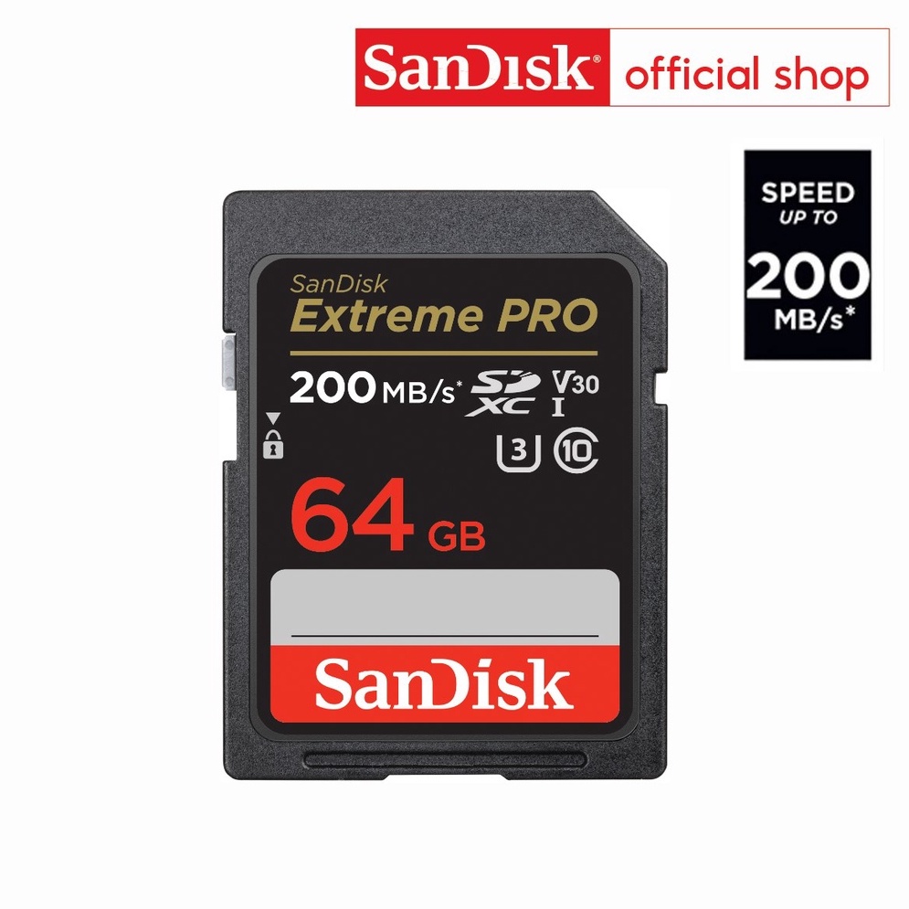 ราคาและรีวิวSANDISK EXTREME PRO SDXC UHS-I CARD 64GB (SDSDXXU-064G-GN4IN) ความเร็ว อ่าน 200MB/s เขียน 90MB/s