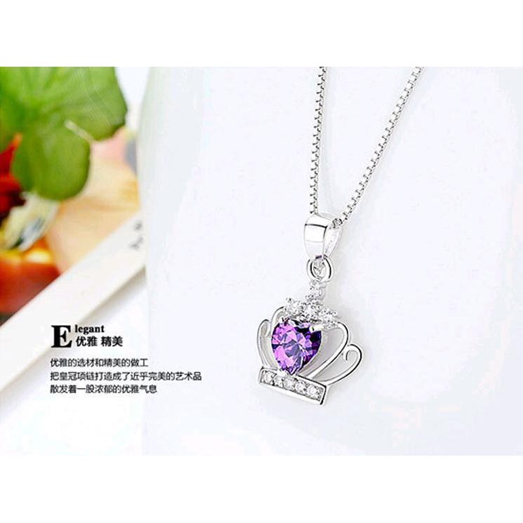 สร้อยคอจี้มงกุฎเงินสร้อยคอสร้อยเพชร-crown-pendant-necklace-silver-necklace-diamond-necklace