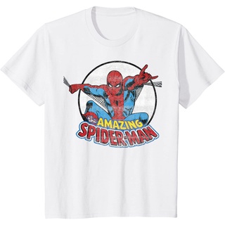 เสื้อยืดผ้าฝ้ายพรีเมี่ยม เสื้อยืด พิมพ์ลายกราฟฟิค Marvel Amazing Spider-Man สไตล์วินเทจ แฟชั่นเรโทร สําหรับผู้ชาย