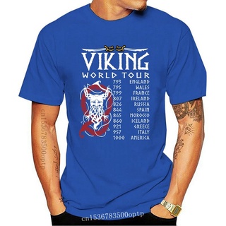 เสื้อยืดผ้าฝ้ายพิมพ์ลายขายดี เสื้อยืดคอกลม ผ้าฝ้าย พิมพ์ลาย Viking World Tour - Sons of Odin สําหรับผู้ชาย