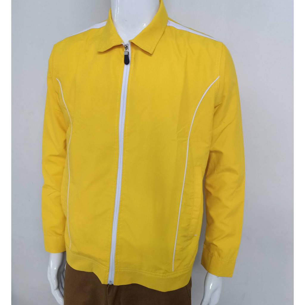 เสื้อแจ็คเก็ตกึ่งสูท-สีเหลือง-ใส่ได้-ชาย-หญิง-ซิปหน้า-คละไซร์งานผลิตในไทยจากโรงงานครบวงจร