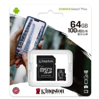 [พร้อมส่ง] Kingston Micro SD Card  64GB Class10 100mb/s รุ่น Canvas Select Plus Memory Card
