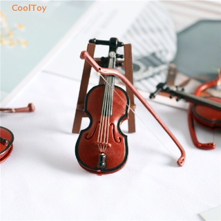 Cooltoy โมเดลเครื่องดนตรีไวโอลิน กีตาร์คลาสสิก ขนาดเล็ก สําหรับบ้านตุ๊กตา 1/12 ขายดี