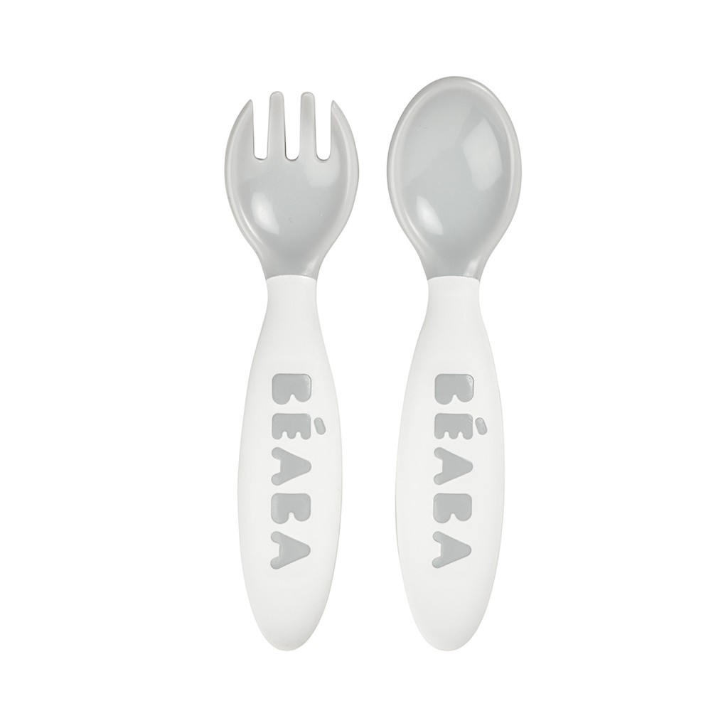 beaba-ช้อนส้อมพร้อมกล่อง-2nd-age-training-fork-and-spoon-storage-case-included-grey