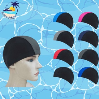 หมวกว่ายน้ำ02 สีแถบใหญ่ หมวกว่ายน้ำคุณภาพดี ใส่ได้ทุกเพศทุกวัย lanailsland