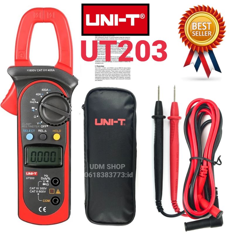 คลิปแอมป์ UNI-T UT203 Digital Clamp multimeter digital แคล้มป์แอมป์ มัล ...