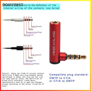 (Domybest) อะแดปเตอร์แปลงหูฟัง Omtp เป็น Ctia 90 องศา 3.5 มม.