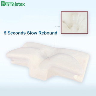 【บลูไดมอนด์】Purenlatex 14cm Contour Memory Foam Cervical Pillow Orthopedic Neck Pain Pillow for Side Back Stomach Sleepe