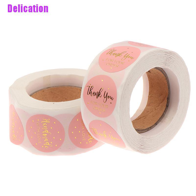 delication-gt-สติกเกอร์ฉลาก-thank-you-สีชมพู-500-ชิ้น