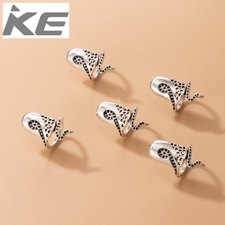 Jewelry Snake Nail Ring Set Vintage Distressed Alloy Nail Ring Set of Five for girls for women