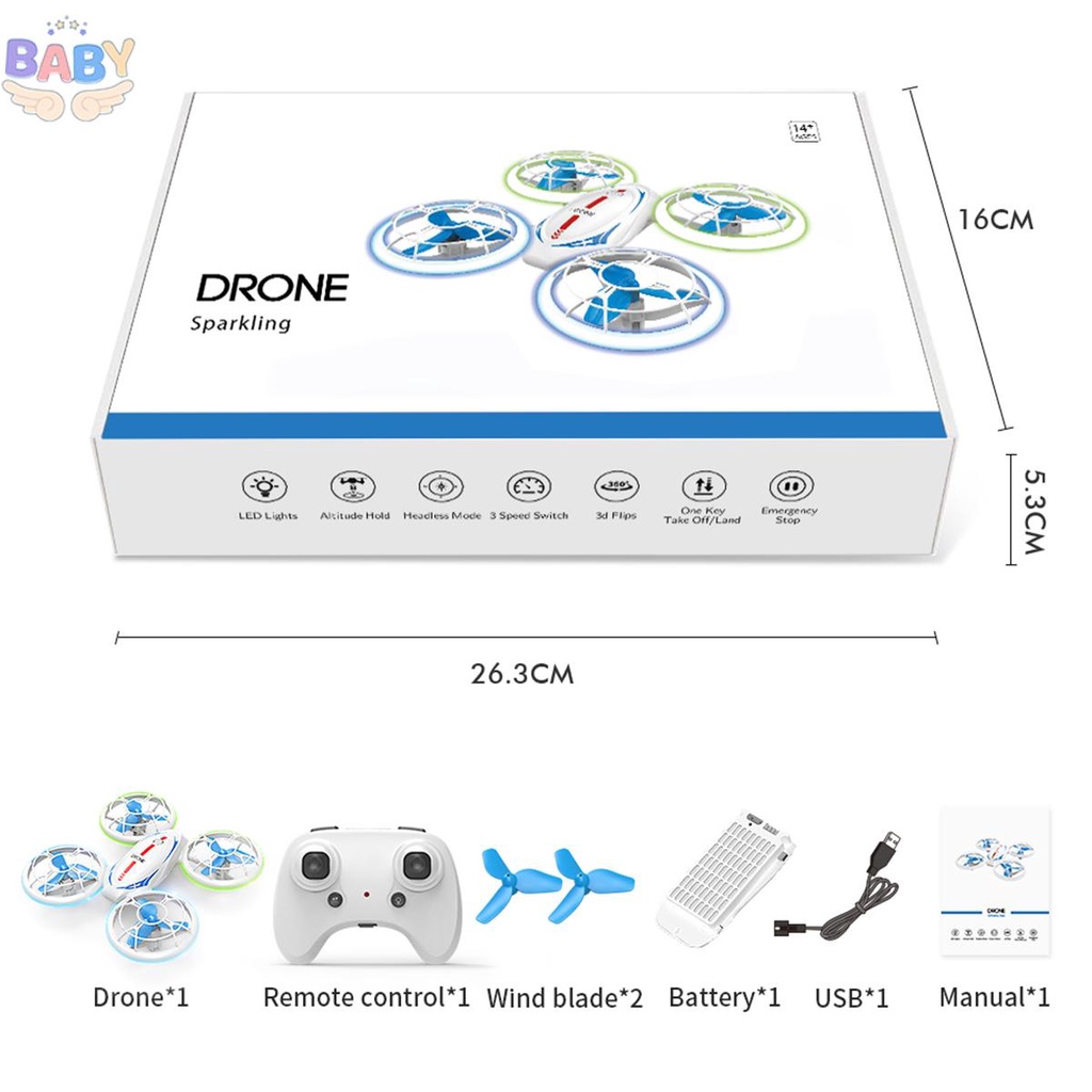 ของเล่นโดรนบังคับ-ขนาดเล็ก-พร้อมไฟ-led-3-ความเร็ว-ปรับได้-สําหรับเด็ก-shopcyc0161