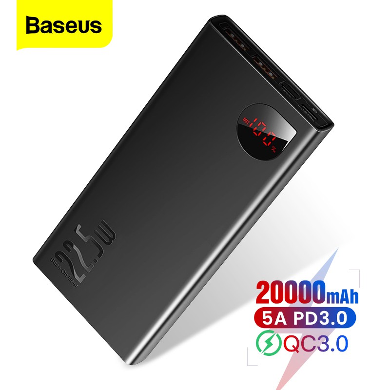 ภาพหน้าปกสินค้าBaseus พาวเวอร์แบงค์ แบบชาร์จเร็ว 20000mAh ช่อง USB C PD 3.0 5A SCP แบบพกพา สำหรับ iPhone จากร้าน beisi.th บน Shopee