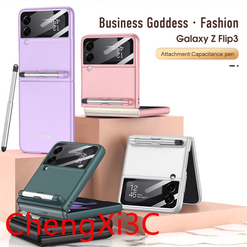 ซื้อเปลือกแล้วส่งปากกา-galaxyz-flip-3-เคสโทรศัพท์-ฟิล์ม-เคสแบบบูรณาการ-บานพับกลาง-เคสป้องกัน-one-piece-มาพร้อมที่วางปากกา-ฟรีสไตลัส-พับเก็บได้