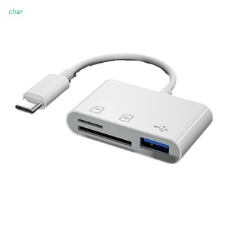 Char อะแดปเตอร์การ์ดรีดเดอร์ USB 2.0 Type-C เป็น SD TF CF OTG แบบพกพา