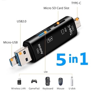 ภาพหน้าปกสินค้าอะแดปเตอร์การ์ดรีดเดอร์ Micro SD USB TF OTG ต่อ USB 2.0 สําหรับ Android IOS แท็บเล็ต พีซี Type-c แบบ 5-in-1 OTG ที่เกี่ยวข้อง