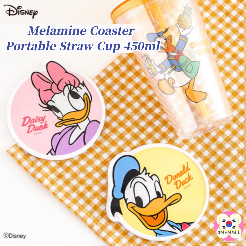 daiso-korea-disney-donald-duck-melamine-coaster-amp-portable-straw-cup-450ml