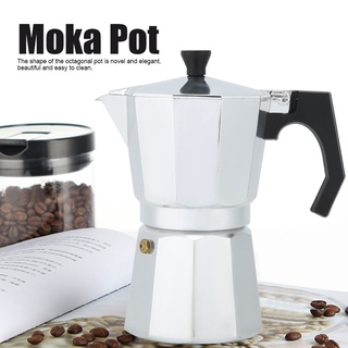 ภาพขนาดย่อของสินค้าHelper Homemall  ️ 300 ml เครื่องชงกาแฟมอคค่า ️ Moka Pot มอคค่า พ็อต กาต้มกาแฟสดพกพา หม้อชงกาแฟ แบบอลูมิเนียม ทรงแปดเหลี่ยม สำหรับชงเอสเพรสโซที่บ้าน ขนาด 6 ถ้วย