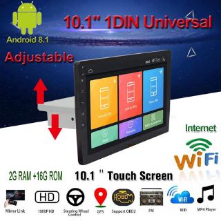 (2G+ 16G) 10.1 "Android 9.1 1Din Car s Tereo วิทยุเครื่องเล่นขึ้นลงย้ายปรับผู้เล่น GPS Wifi