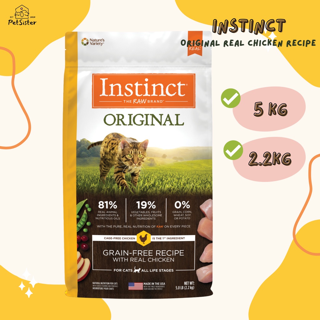 🐱Instinct Original Real Chicken Recipe 2.2kg และ 5kg อาหารแมวเกรดพรีเมี ...