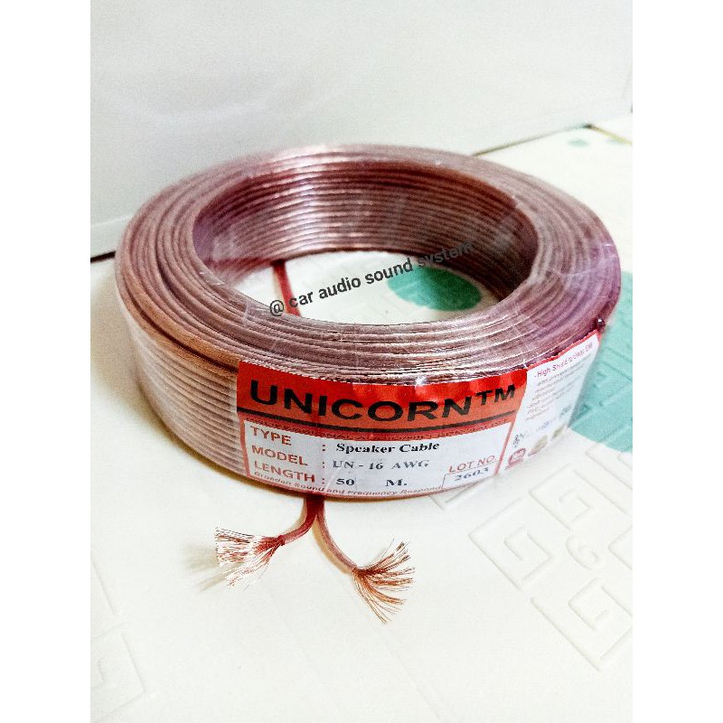 สายลำโพงซับ-unicorn-16-awg-ต่อ-ซับ-กลาง-แหลม-1ม้วน-50-เมตร