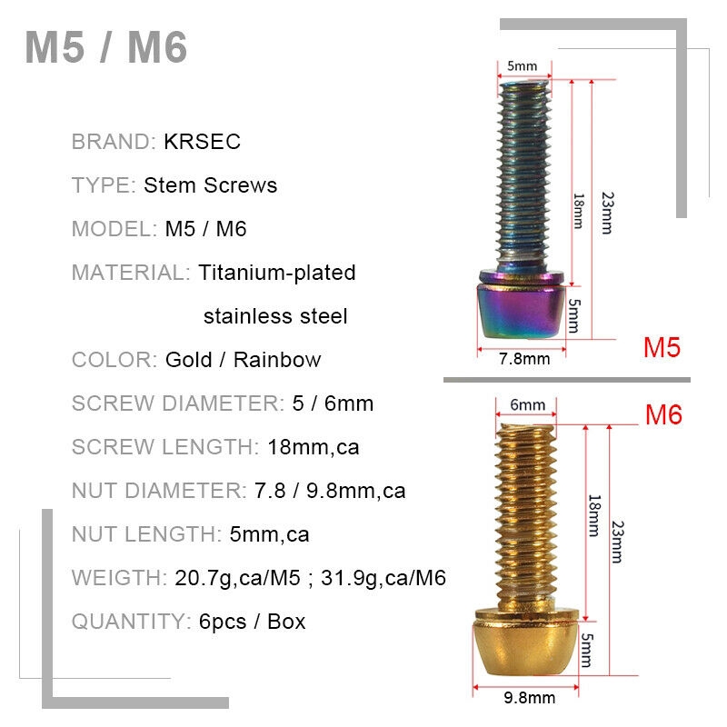 สกรูต้นกำเนิดจักรยาน-m5-m6-ที่สำหรับมือจับจักรยาน-mtb-สกรูไททาเนียมรอบอุปกรณ์จักรยาน