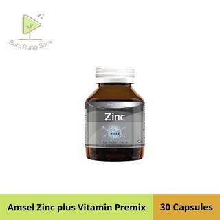 Amsel Zinc Plus Vitamin Premix แอมเซล ซิงค์ พลัส ลดสิว ผิวมัน ผมร่วง ซิงค์จากประเทศญี่ปุ่น วิตามิน 30 แคปซูล