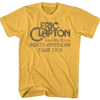 ROUND คอลูกเรือเสื้อยืด พิมพ์ลาย Eric Clapton And His Band Tour 79 North America Tour Rock Concert สําหรับผู้ชาย-4XL