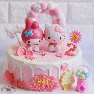 ภาพขนาดย่อสินค้าป้านท็อปเปอร์ตกแต่งเค้กวันเกิด ลายการ์ตูน Melody Hello Kitty