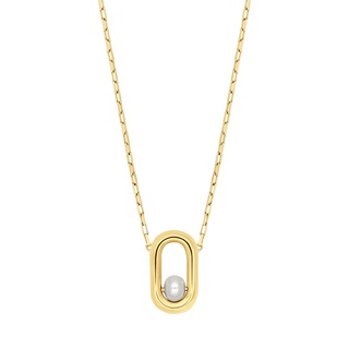 A.CEMI Pin Pearl Necklace มุกแท้ สร้อยคอมุกแท้ สร้อยคอเงินแท้ ชุบทอง 18K โรสโกลว์