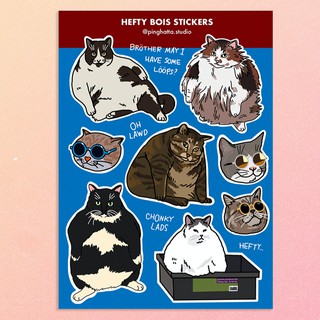 ภาพหน้าปกสินค้าสติ๊กเกอร์แผ่น สติกเกอร์ ไดคัท กันน้ำ ลายมีมแมว Heft Cat Meme Sticker Sheet แบรนด์ Chonky Goods by Ping Hatta. Studio ที่เกี่ยวข้อง