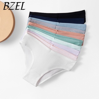 Bzel กางเกงชั้นใน ผ้าฝ้าย ลายทาง ระบายอากาศ ใส่สบาย เป็นมิตรกับผิว 10 สี ไซซ์ M-XL 3 ชิ้น