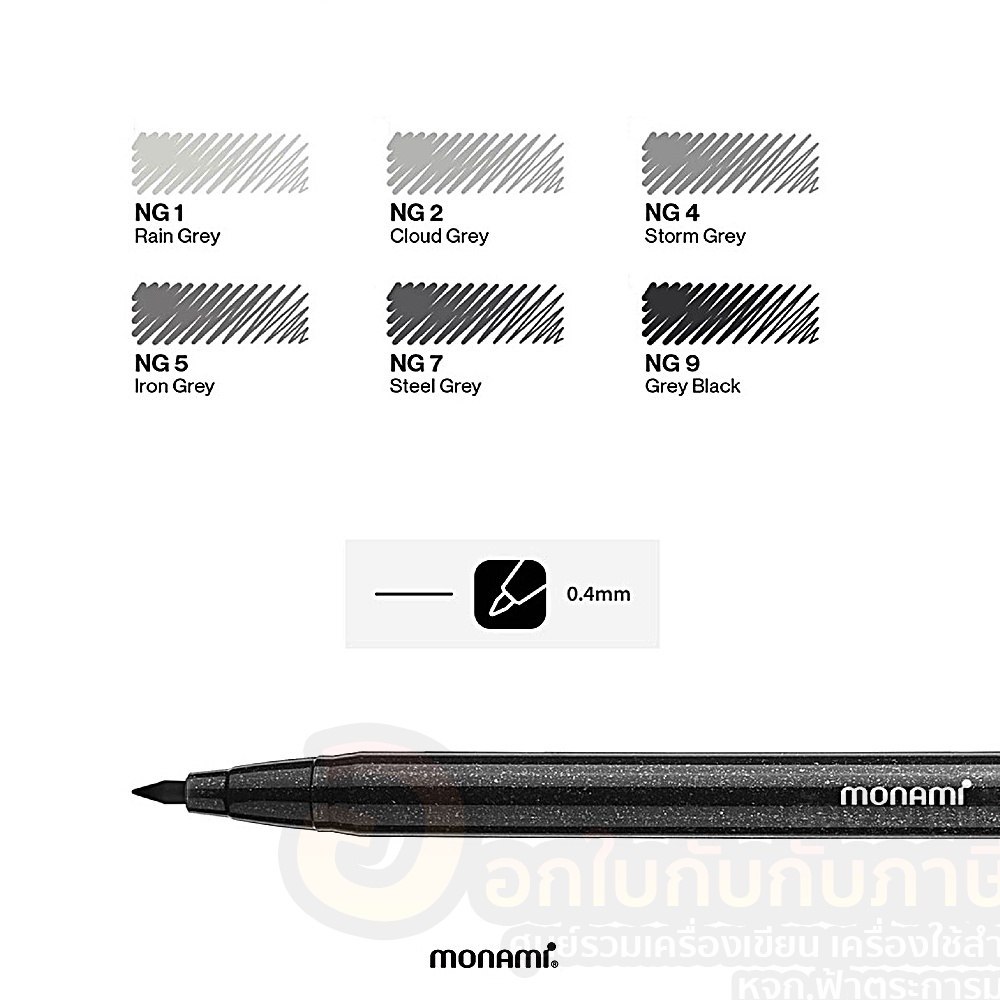 ปากกา-monami-ปากกาสีน้ำ-โมนามิ-รุ่น-plus-pen-3000-ชุด-6-โทนสีดำ-pigment-บรรจุ-6แท่ง-กล่อง-จำนวน-1กล่อง-พร้อมส่ง