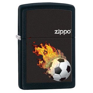 ไฟแช็ค Zippo Soccer Ball In Flames, Black Matte (28302)