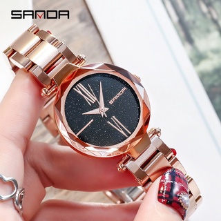 SANDA Creative Night Flash Sky Dial Watches Women Stainless Steel Watch Purple Lady Wristwatches Clock For Female montre