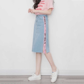 New jean skirt ทรงเอผ่าหน้า เป็นแบบstylenanda size M