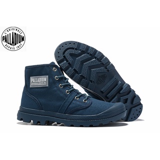 100%Original PALLADIUM Blue Martin Boots mens and womens canvas shoes (Square label) 35-45