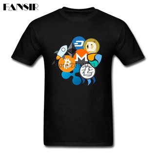 เสื้อยืด เสื้อยืดพิพ์ืลาย สำหรับผู้ชาย Bitcoin Ripple Ethereum Litecoin Dash Monero Cryptocurrency