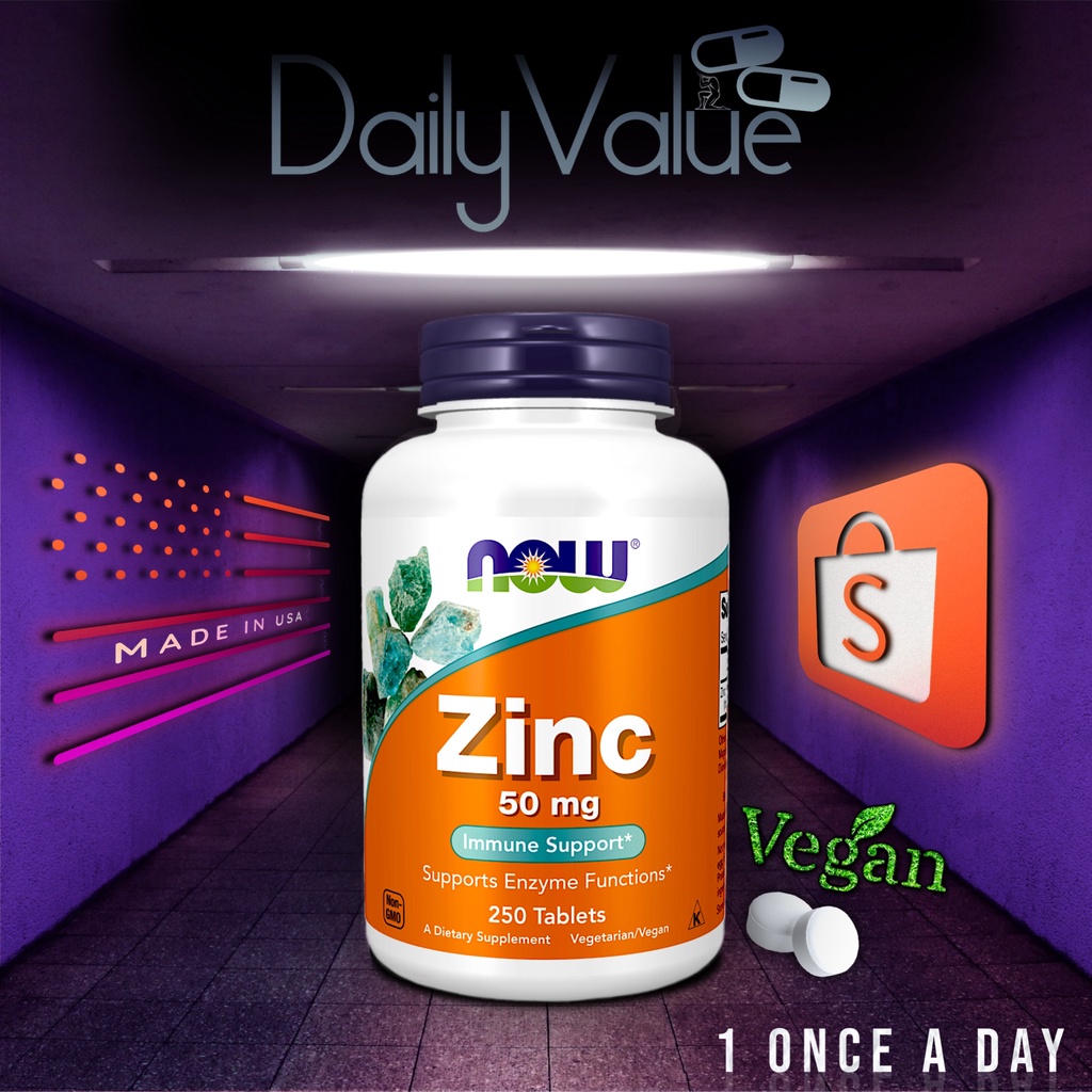สังกะสี / Zinc Gluconate 50 MG 100 / 250 Tablets by NOW FOODS Shopee