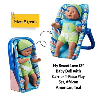 My Sweet Love 13" Baby Doll with Carrier 4-Piece Play Set, African American, Teal