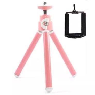 ขาตั้งกล้อง-3-ขา-สำหรับมือถือ-และกล้องดิจิตอลขนาดเล็ก-พร้อมตัวยึดโทรศัพท์กันร่วงแบบแหวน-mini-tripod-silver-pink-2033