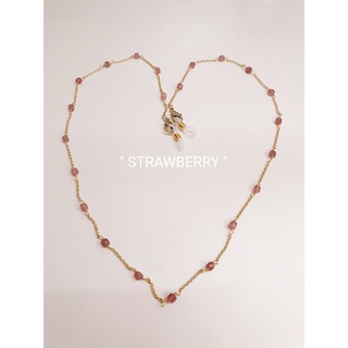 สายคล้องแมส หินนำโชค017 "Strawberry Quartz" "สตอเบอรี่ควอตซ์"