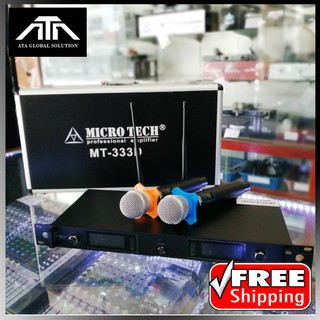 ไมโครโฟนไร้สาย Microtech MT - 333D ไมค์ลอย ไมโครเทค มีเสาหน้า ฟรี กันกลิ้ง ปรับความถี่ได้ เสียงดีราคาถูก