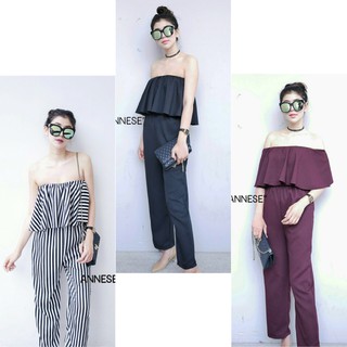 New in  jumpsuit สวยสุด!! จั้มสูทเปิดไหล่แต่งระบาย